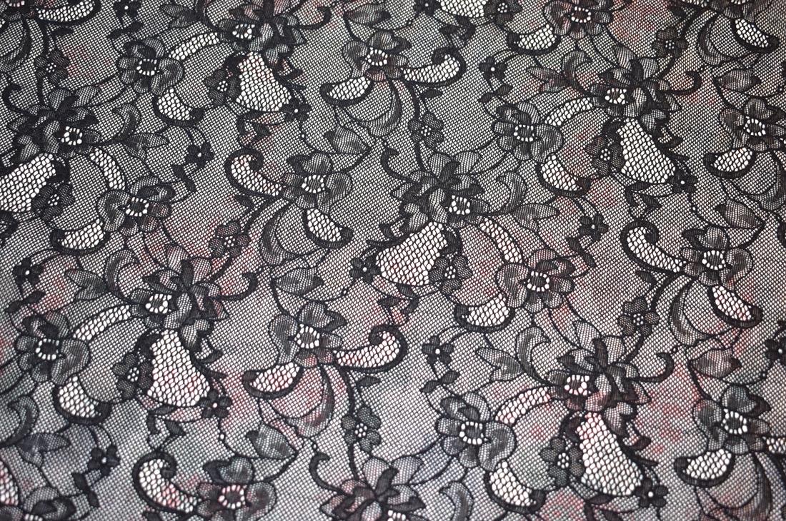 Black Soft Lightweight Corded Lace Fabric