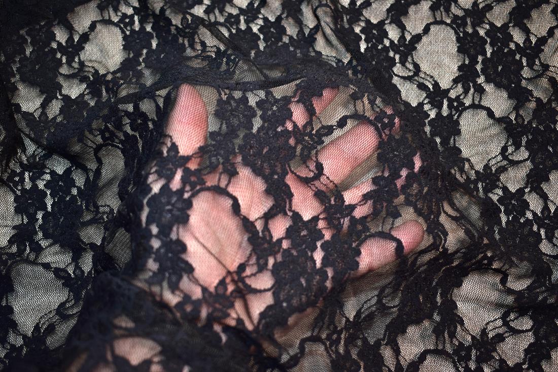 Black Soft Lightweight Corded Lace Fabric