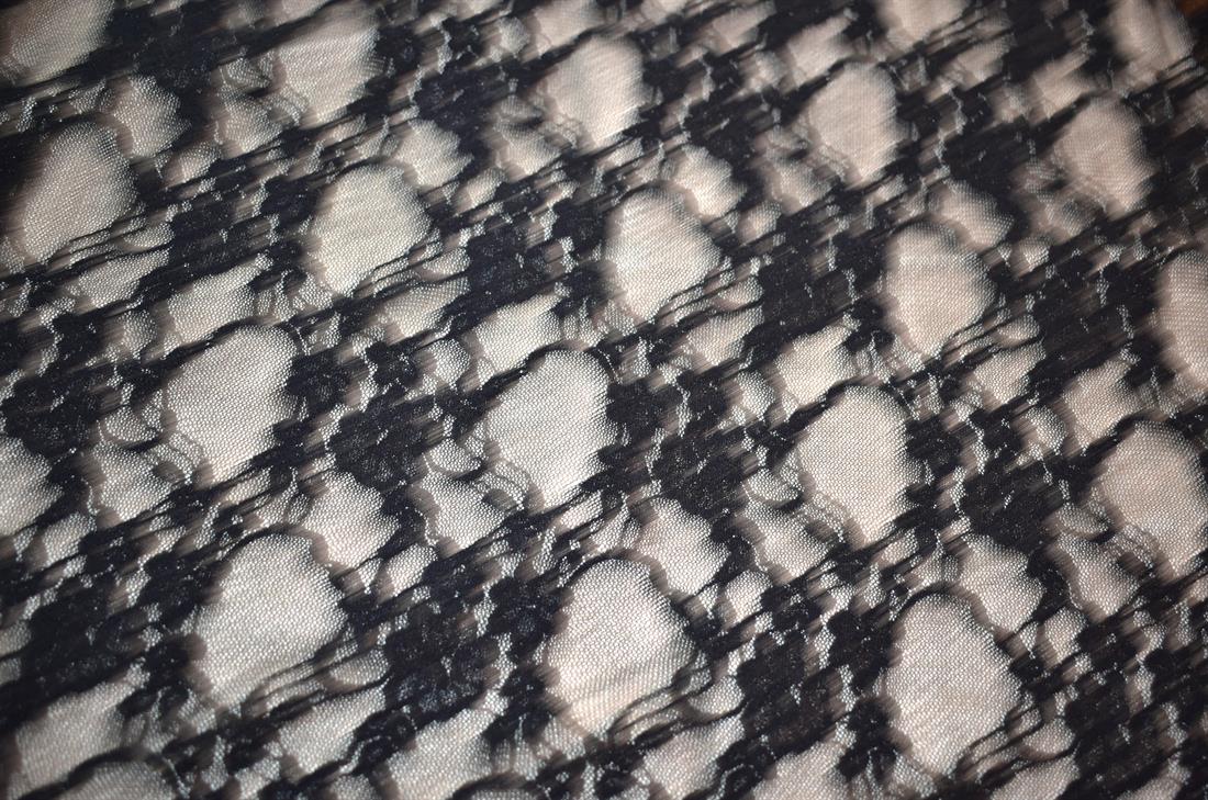 Black Soft Lightweight Corded Lace Fabric