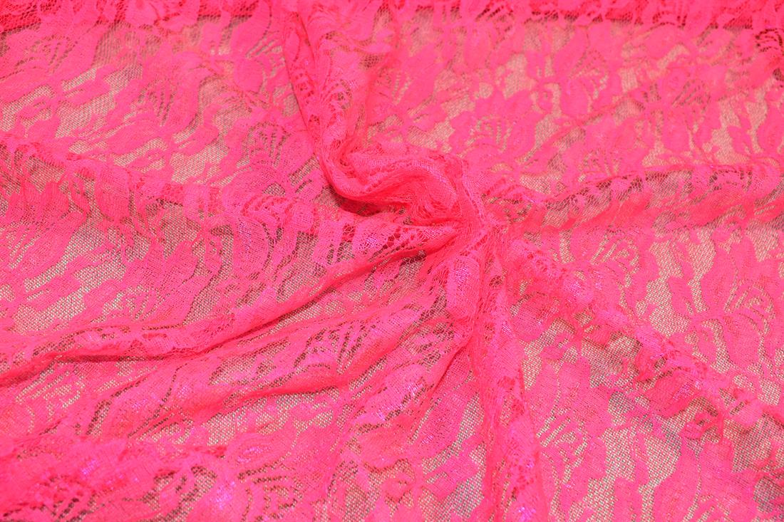 Pink Soft Lightweight Corded Lace Fabric