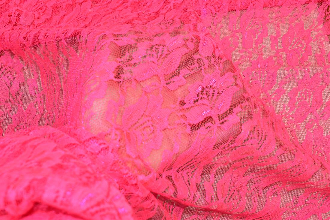 Pink Soft Lightweight Corded Lace Fabric