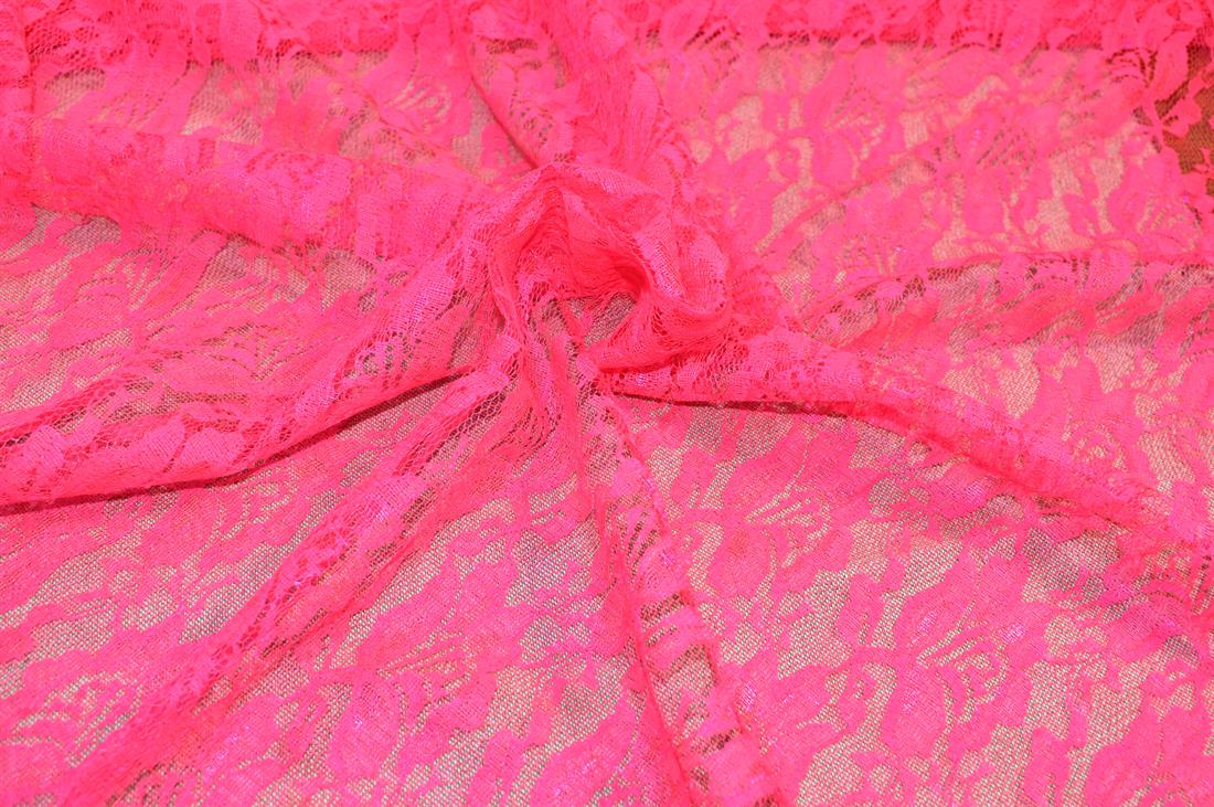 Pink Soft Lightweight Corded Lace Fabric
