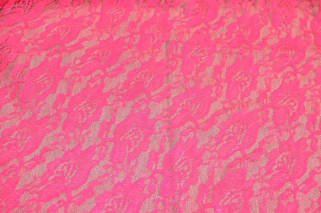 Pink Soft Lightweight Corded Lace Fabric
