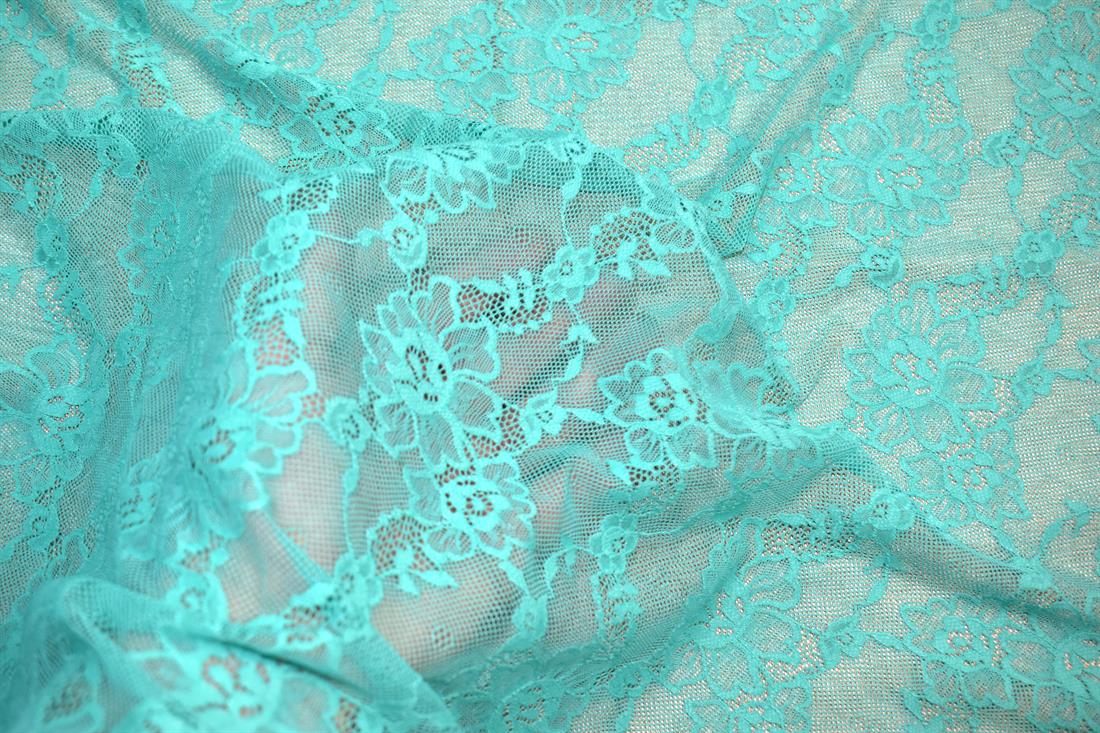 Teal Soft Lightweight Corded Lace Fabric