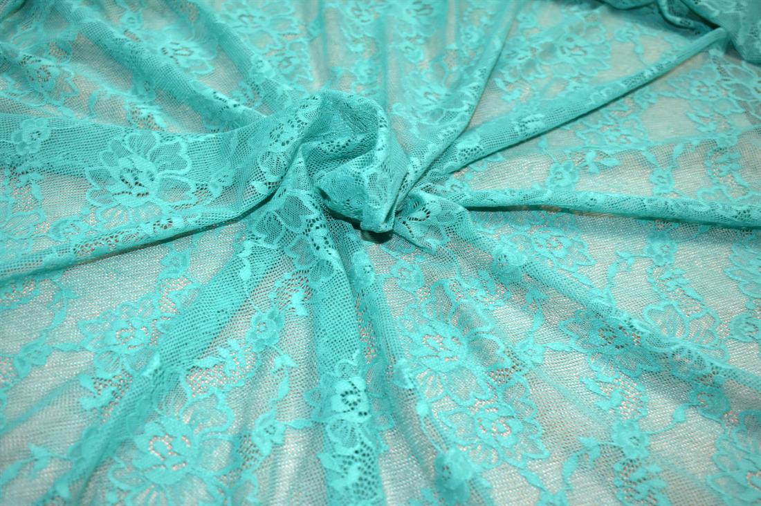 Teal Soft Lightweight Corded Lace Fabric