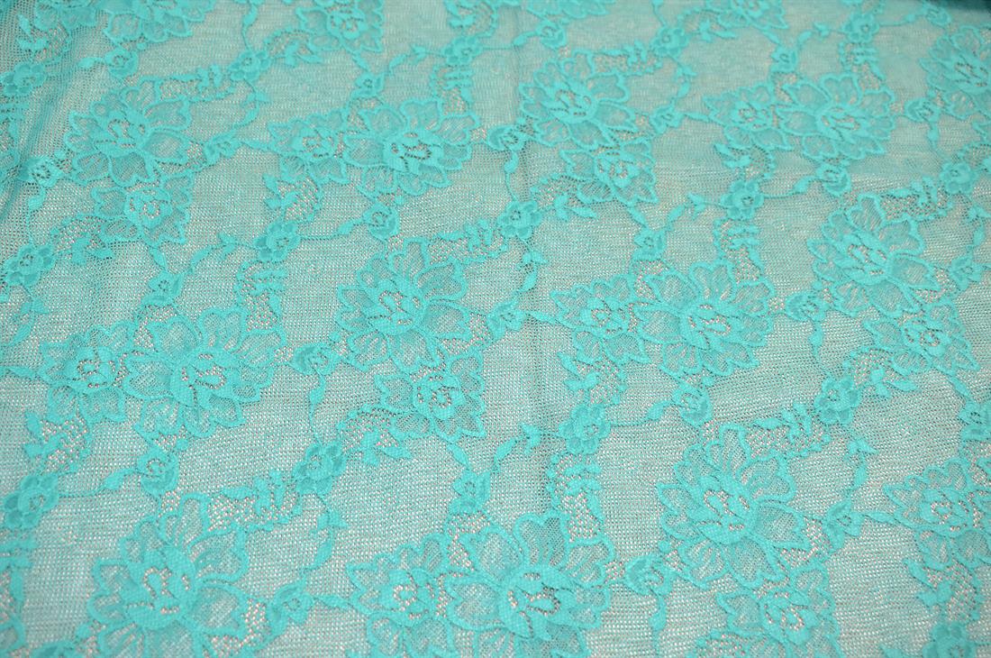 Teal Soft Lightweight Corded Lace Fabric