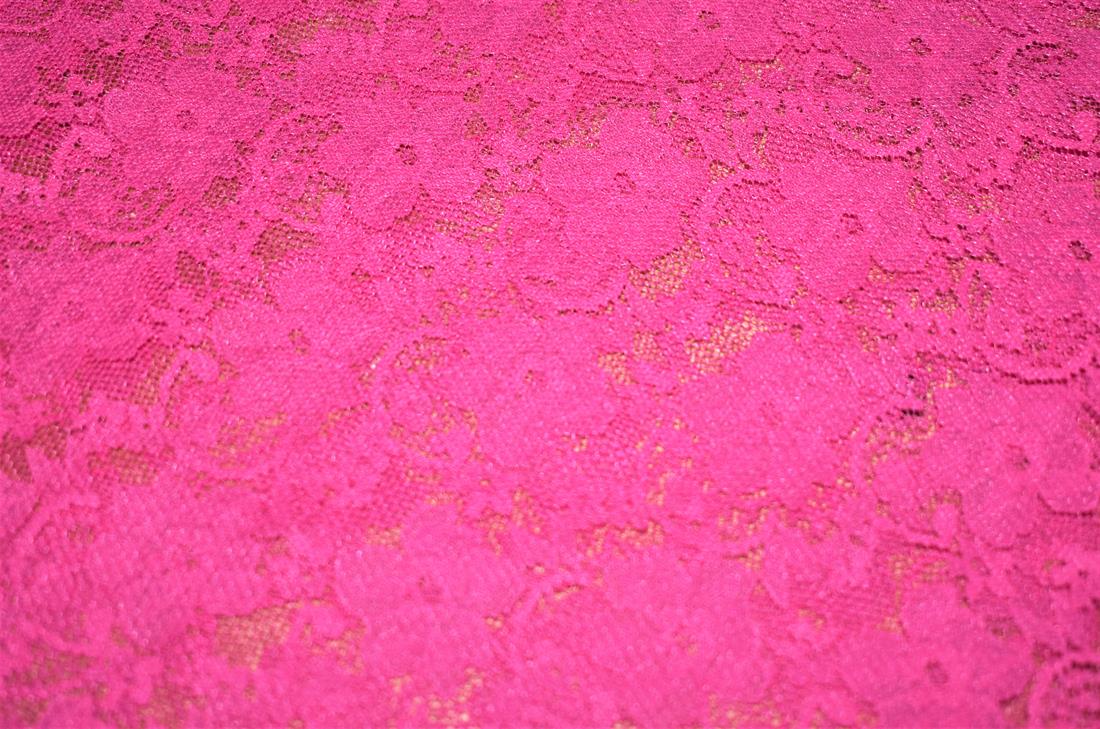Hot Pink Soft Lightweight Corded Lace Fabric