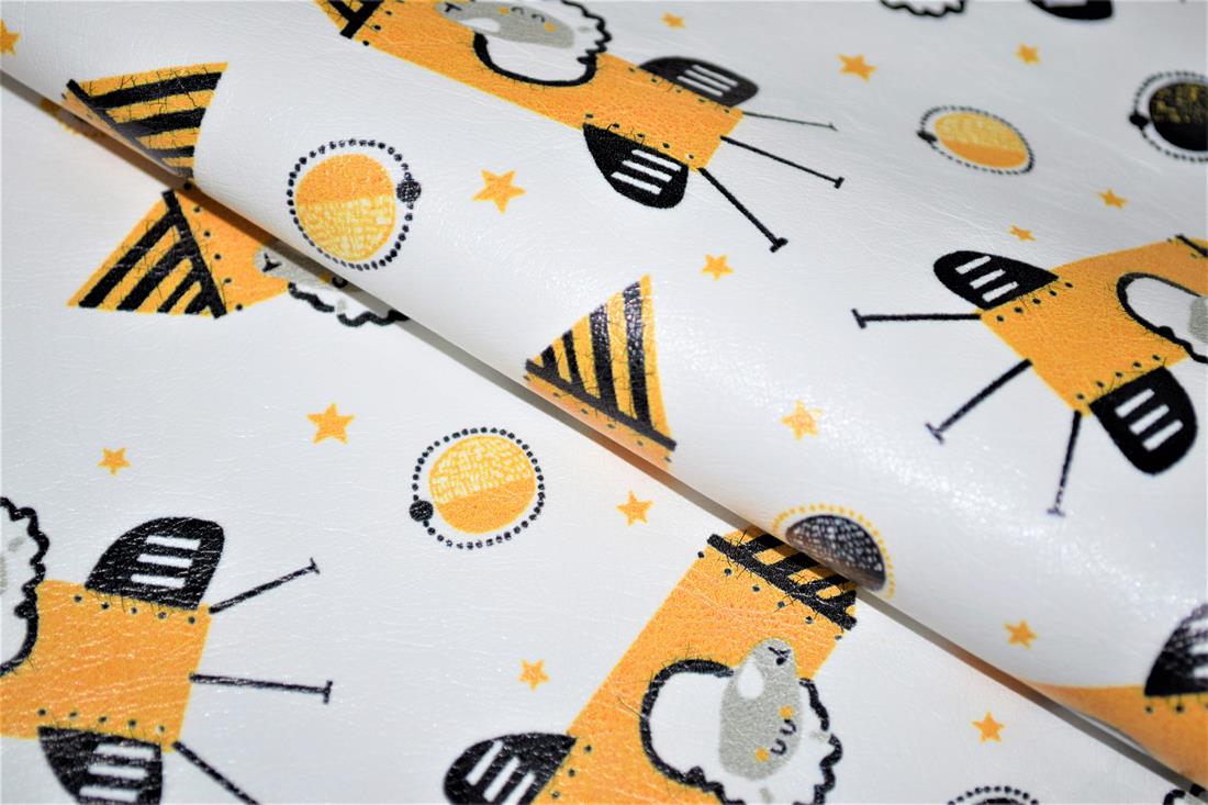 White Space Sheep Printed Leatherette Is a Smooth Textured and