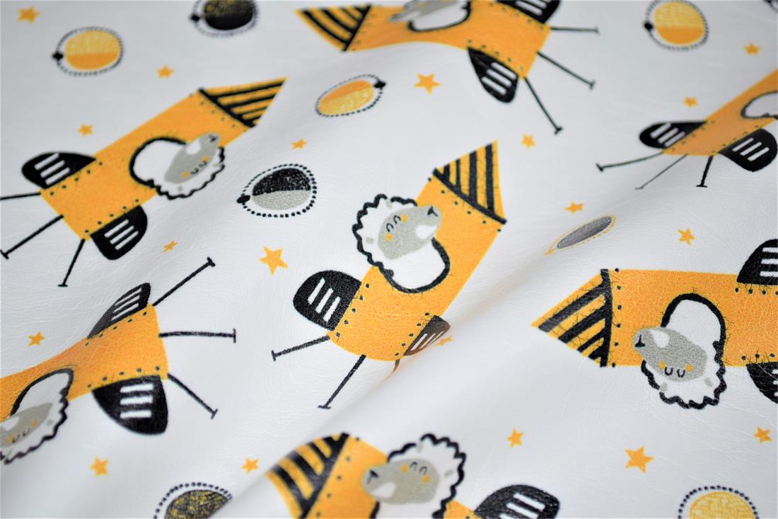 White Space Sheep Printed Leatherette Is a Smooth Textured and