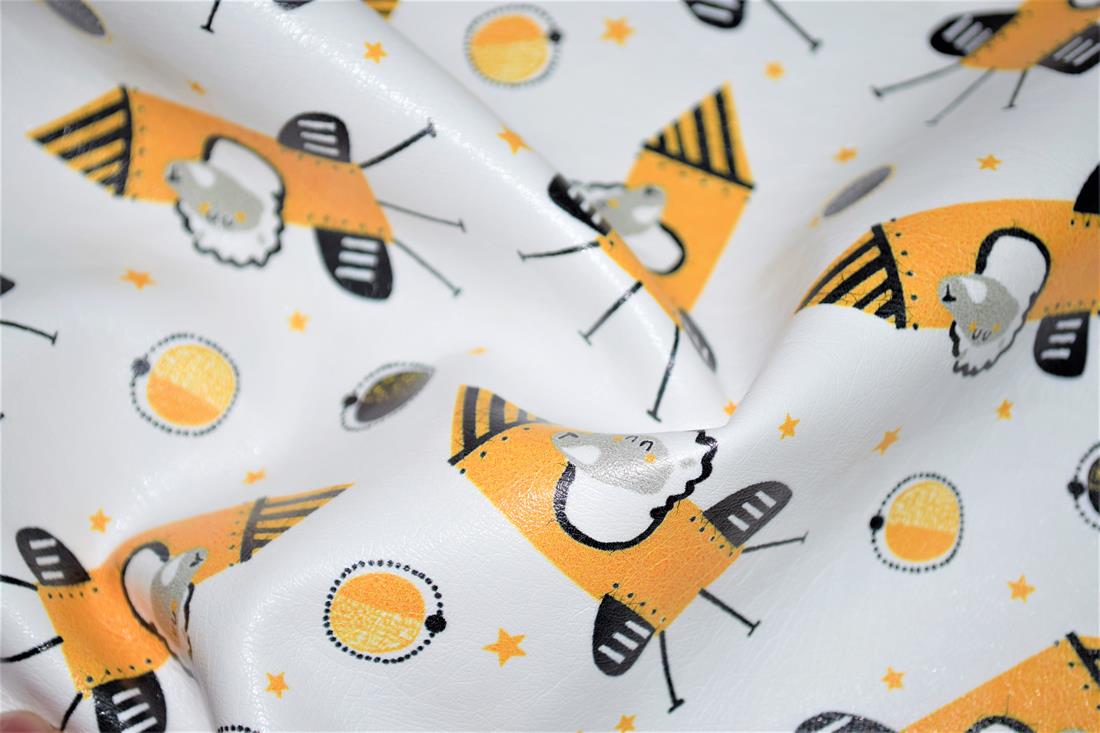 White Space Sheep Printed Leatherette Is a Smooth Textured and