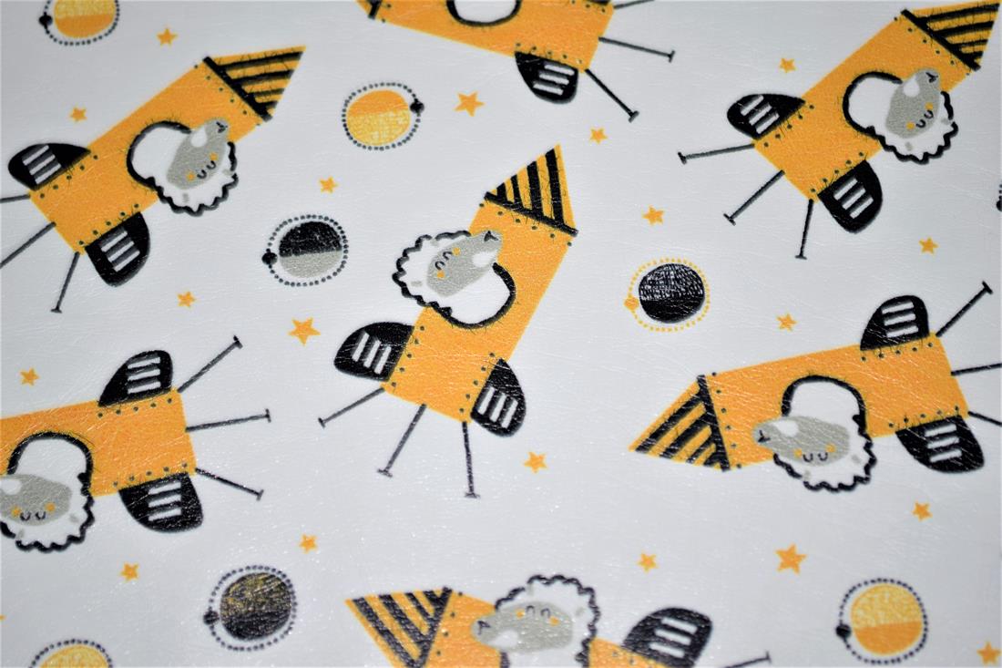 White Space Sheep Printed Leatherette Is a Smooth Textured and