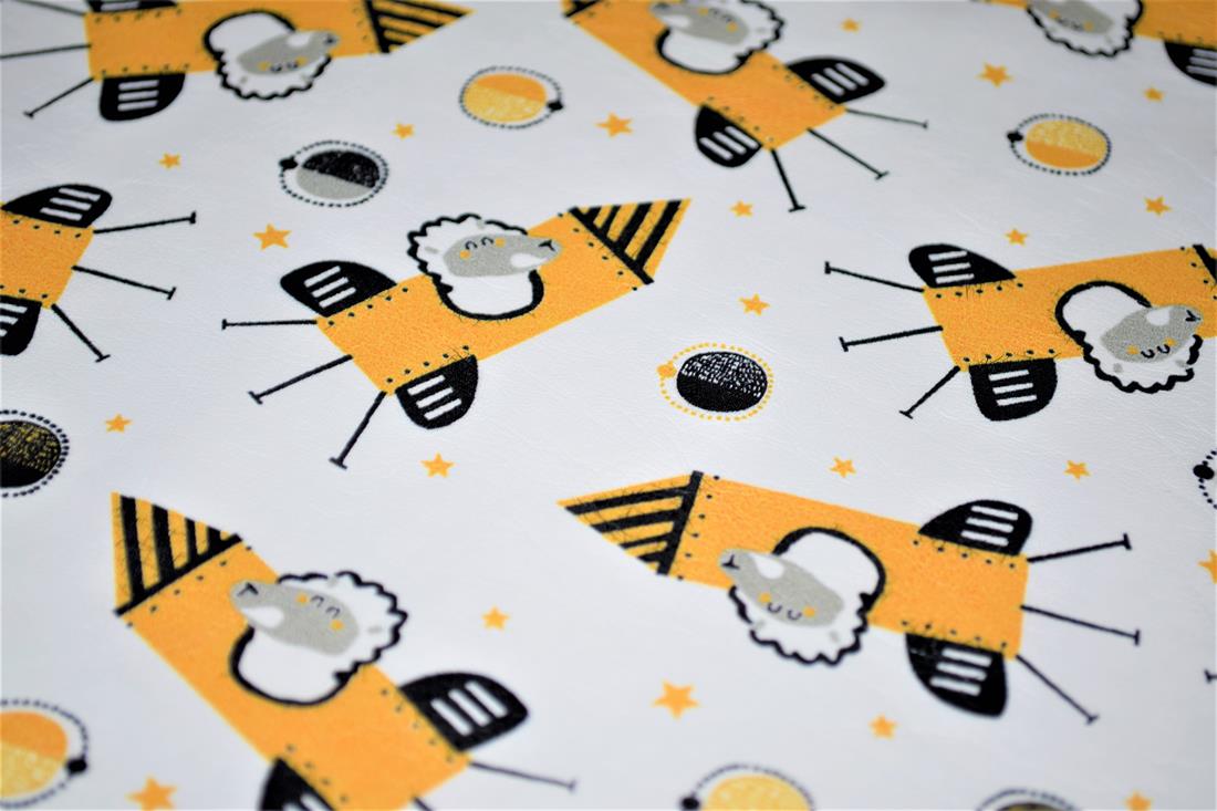 White Space Sheep Printed Leatherette Is a Smooth Textured and