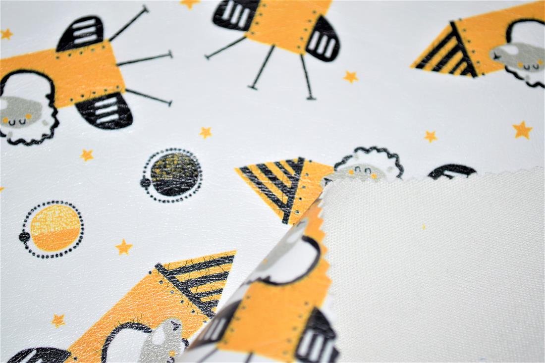 White Space Sheep Printed Leatherette Is a Smooth Textured and