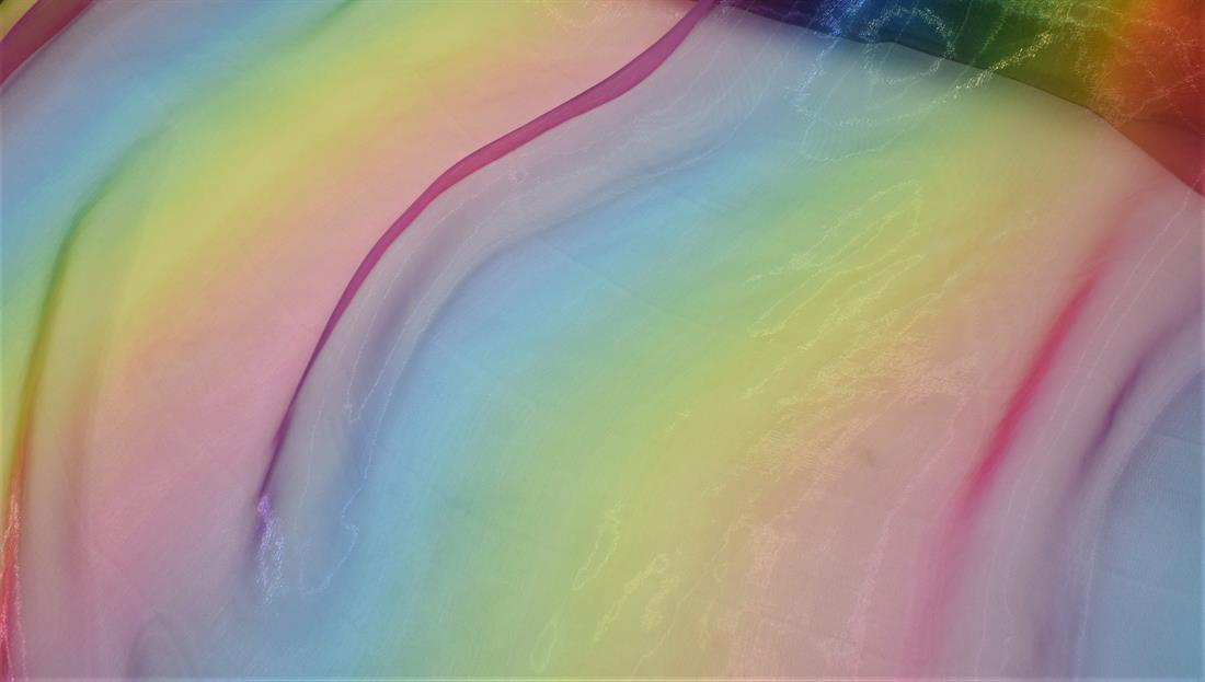 Rainbow Printed Organza Fabric