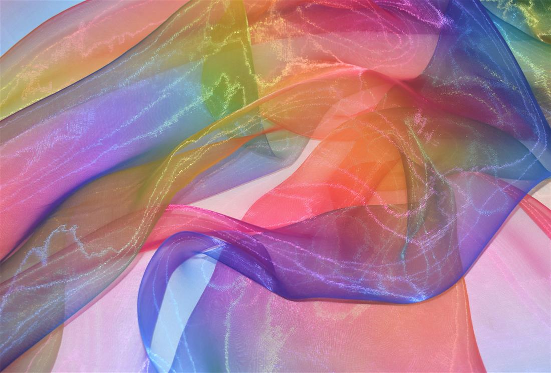 Rainbow Printed Organza Fabric