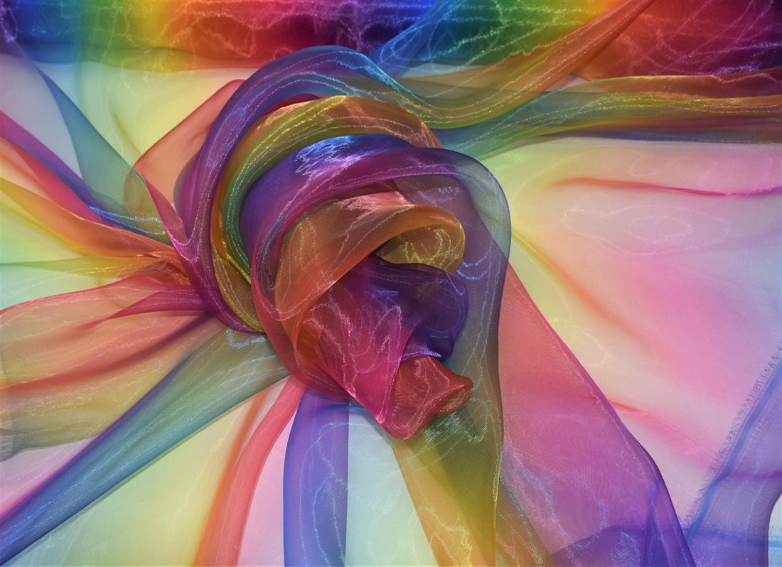 Rainbow Printed Organza Fabric