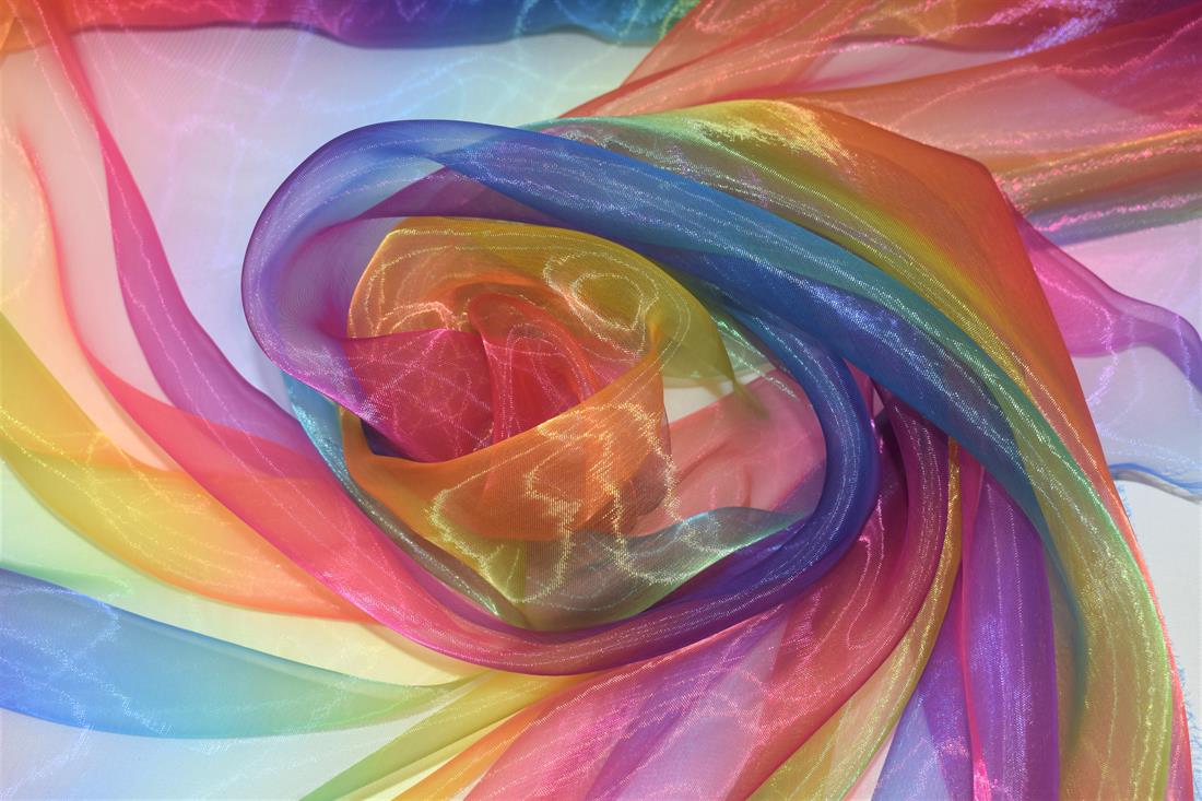 Rainbow Printed Organza Fabric