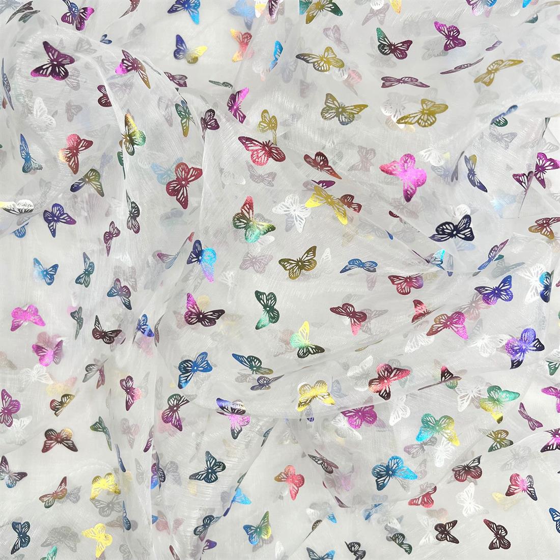 Butterflies White 100% Polyester | 35 GSM 150 Cm Wide