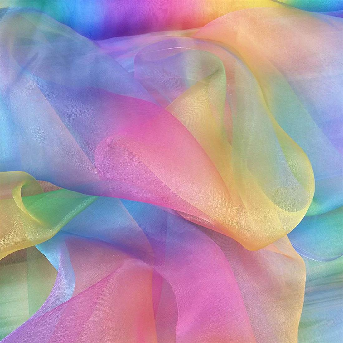 Rainbow Organza Printed Fabric