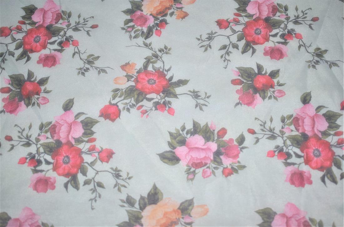 White Printed Organza Fabric