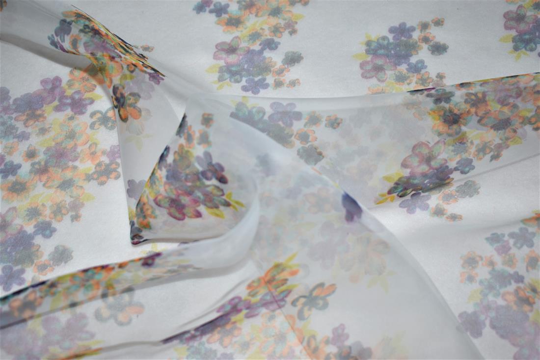 White Printed Organza Fabric