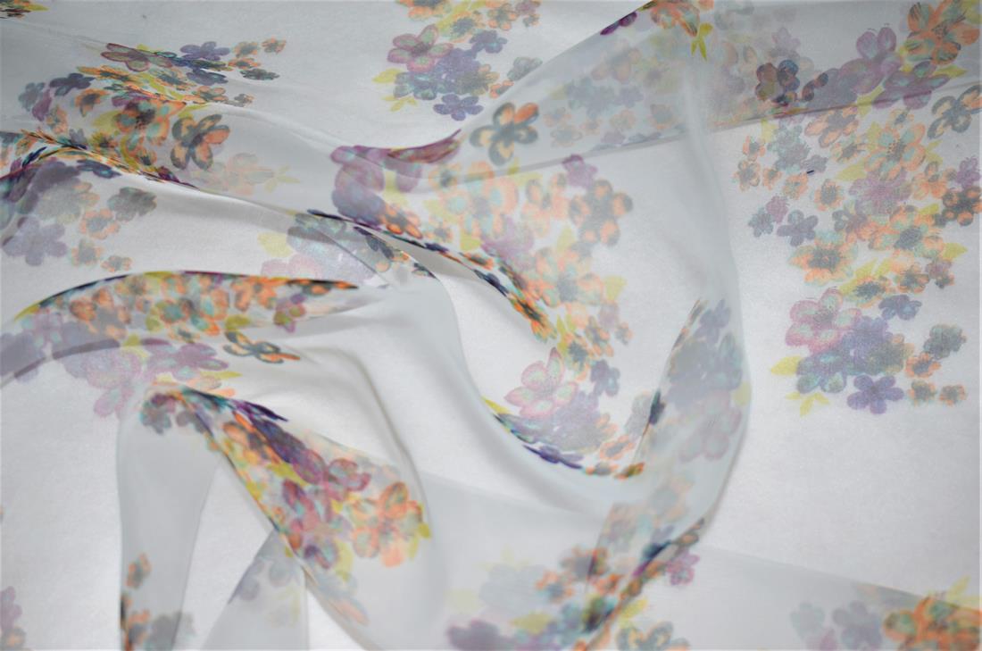 White Printed Organza Fabric