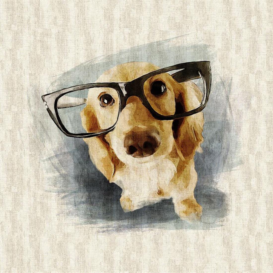 Natural Novelty Dachshund Panel Printed Digital Canvas Fabric