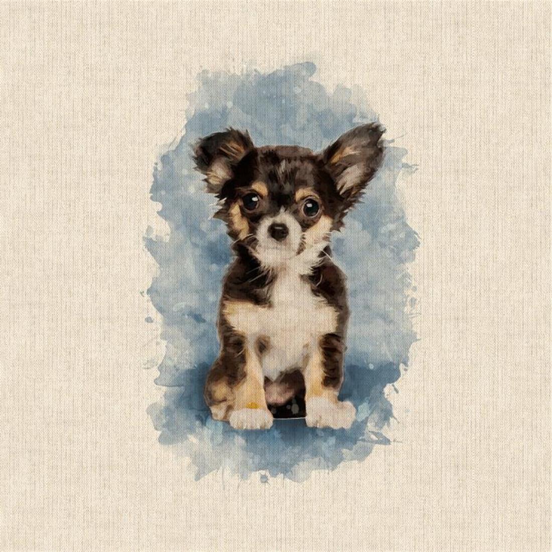 Natural Chihuahua Panel Printed Digital Canvas Fabric