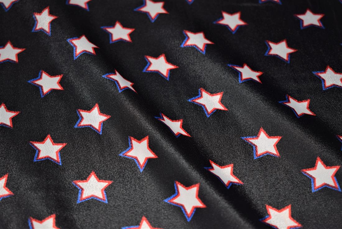 Black Stars Print Polyester Fabric