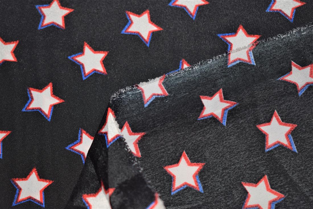 Black Stars Print Polyester Fabric