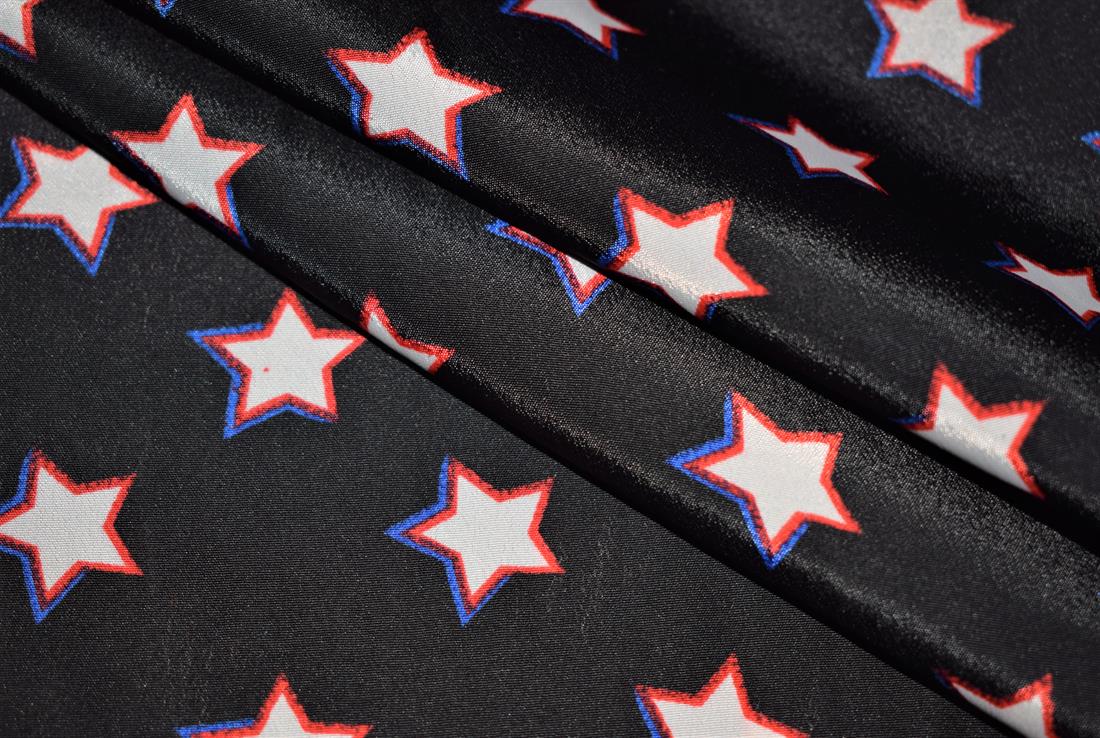 Black Stars Print Polyester Fabric