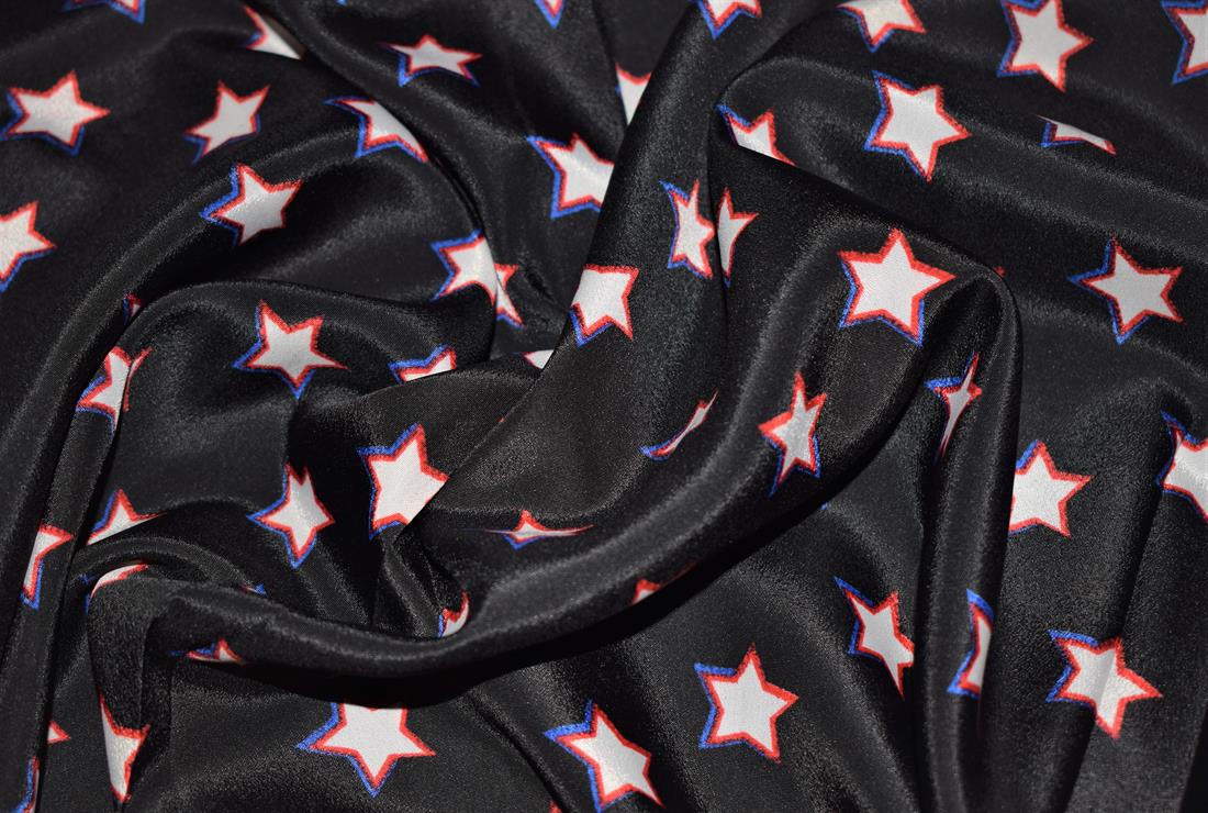 Black Stars Print Polyester Fabric