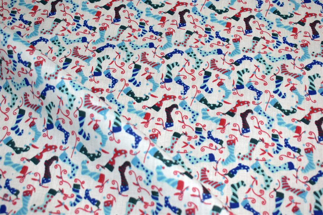 Cream Printed Polycotton Fabric