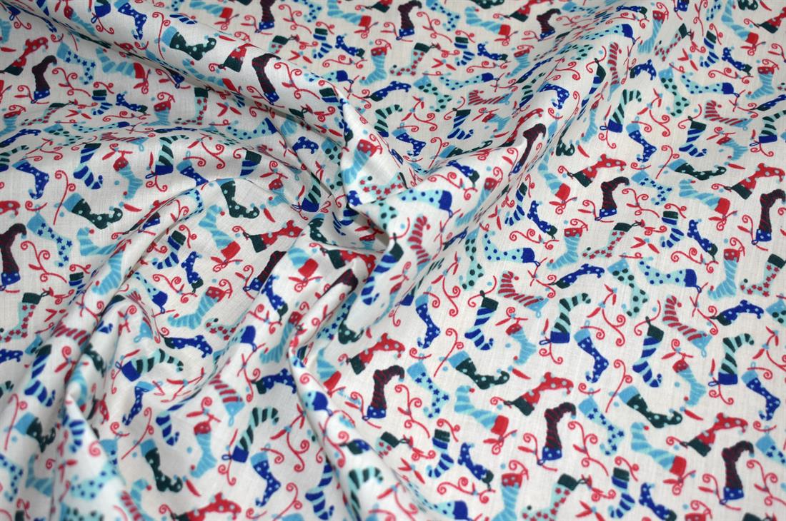 Cream Printed Polycotton Fabric