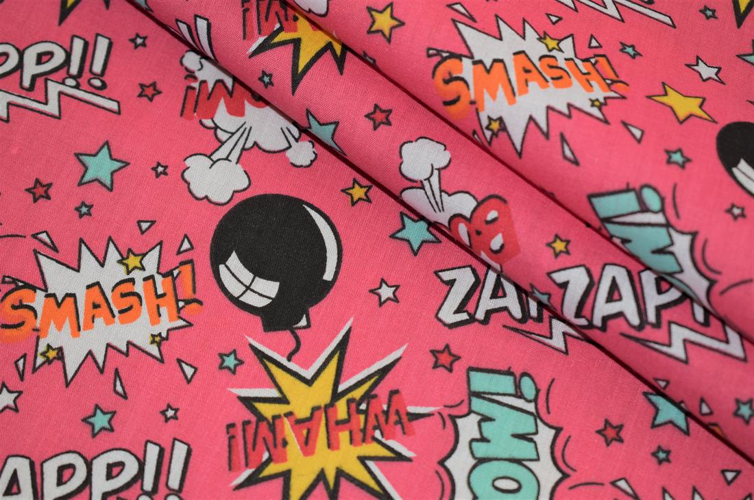 Boom Pow WowPolycotton Printed Fabric