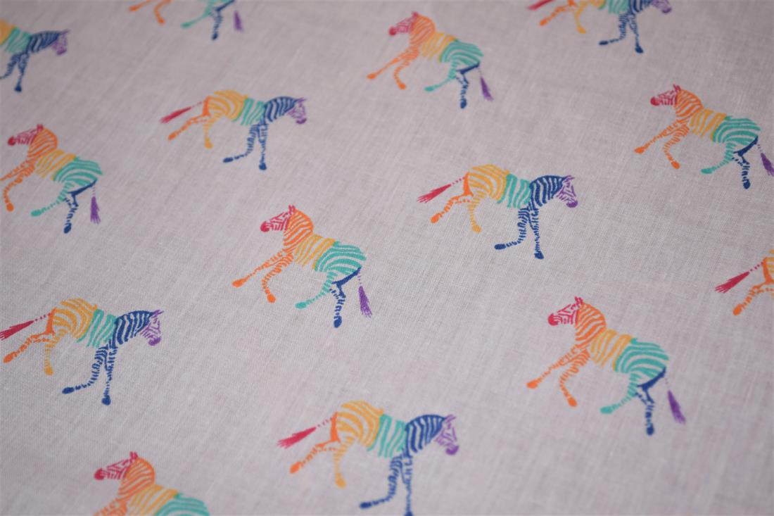 Rainbow Zebra Print PolyCotton Fabric