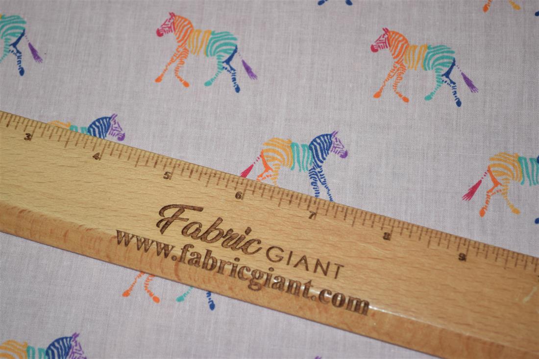 Rainbow Zebra Print PolyCotton Fabric