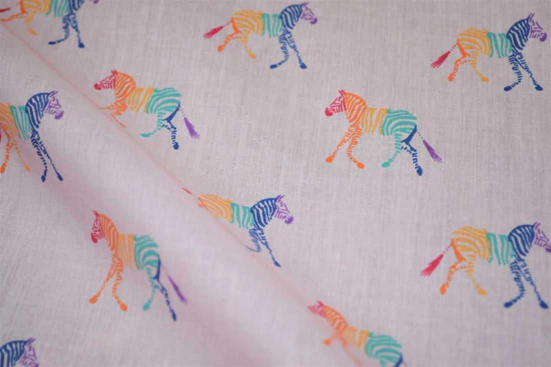 Rainbow Zebra Print PolyCotton Fabric