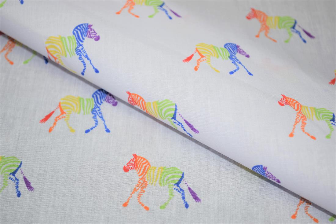 Rainbow Zebra Print PolyCotton Fabric