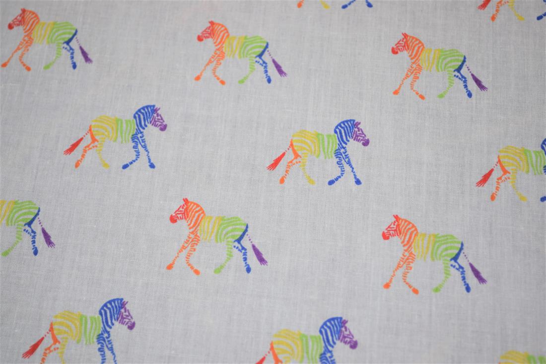 Rainbow Zebra Print PolyCotton Fabric