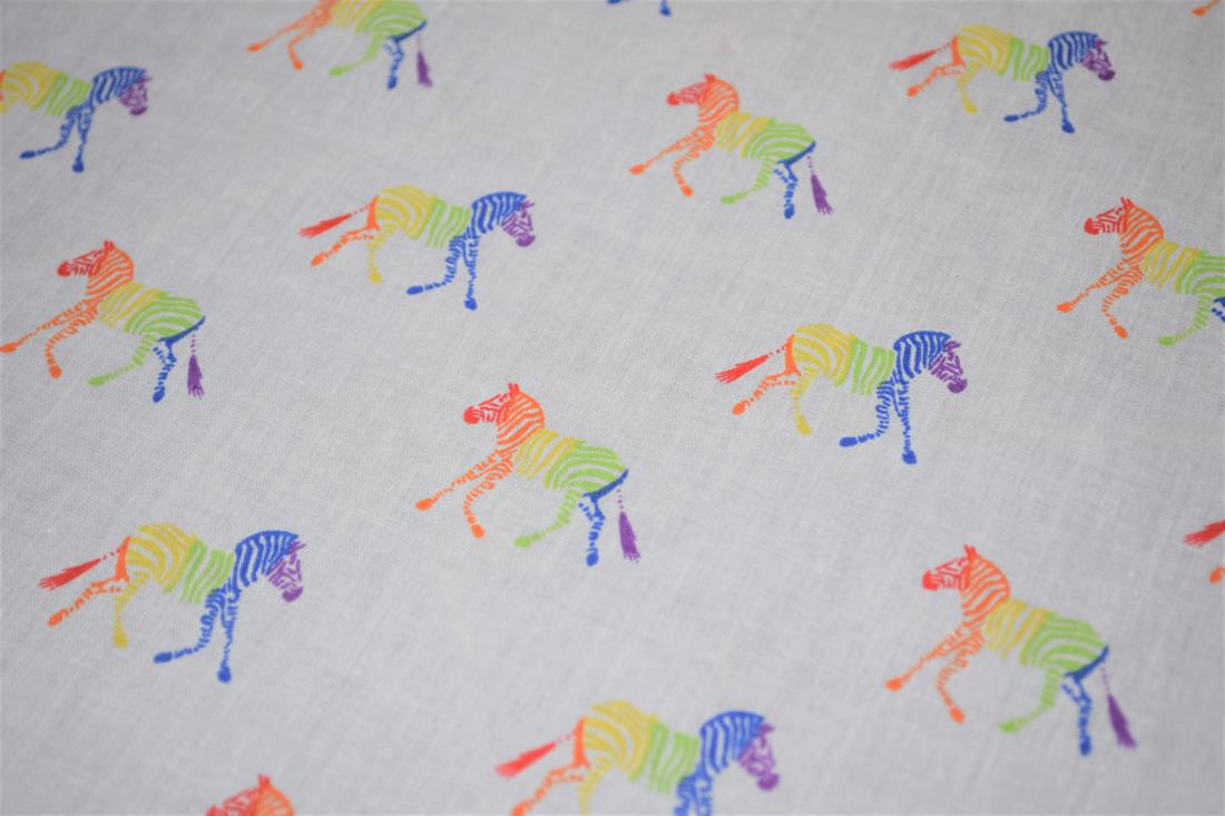 Rainbow Zebra Print PolyCotton Fabric