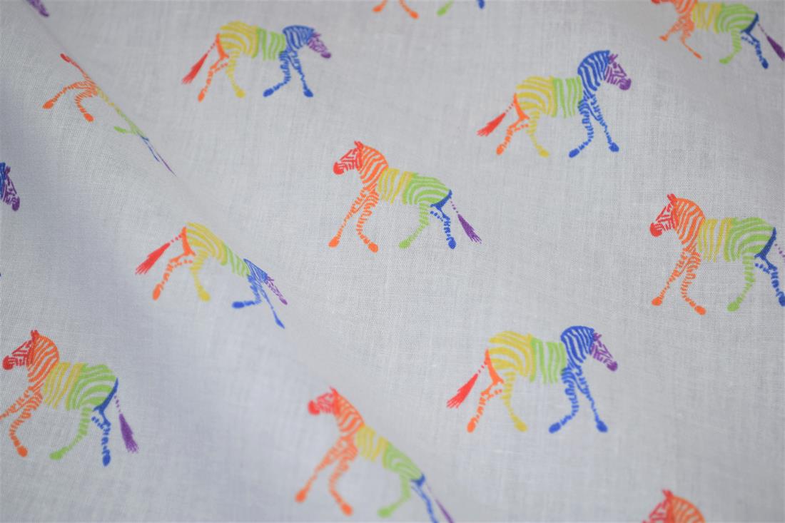 Rainbow Zebra Print PolyCotton Fabric