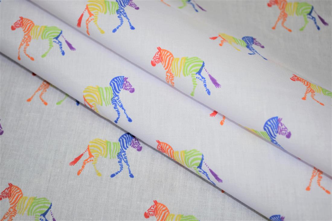 Rainbow Zebra Print PolyCotton Fabric