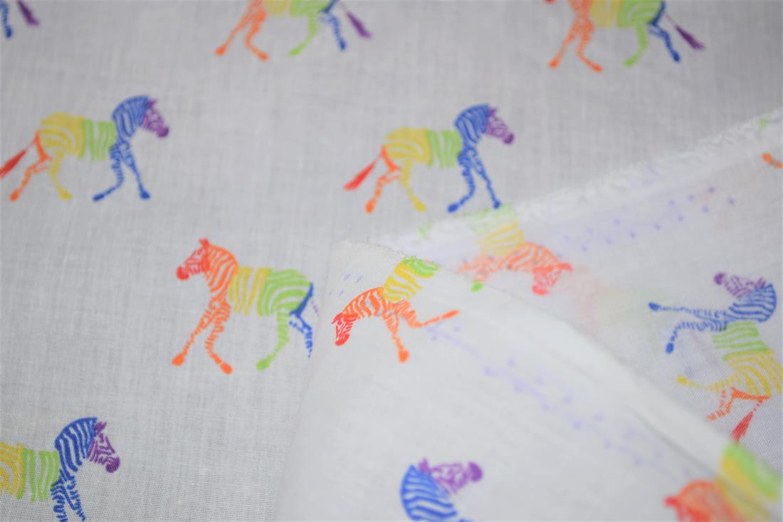 Rainbow Zebra Print PolyCotton Fabric