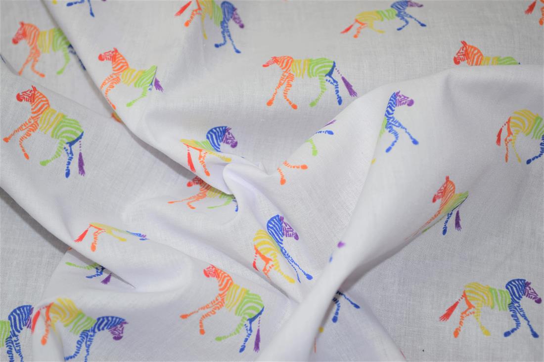 Rainbow Zebra Print PolyCotton Fabric