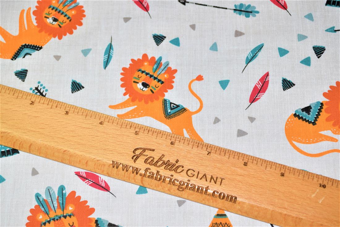 Cartoon Lion Printed PolyCotton Fabric