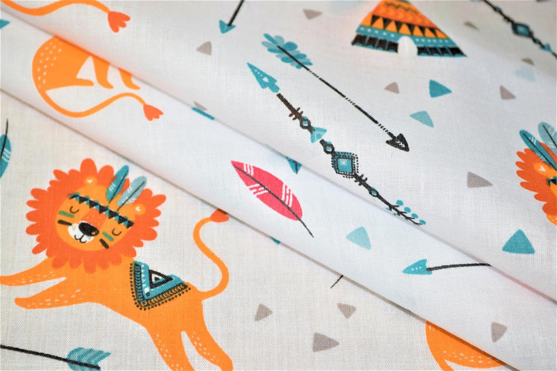 Cartoon Lion Printed PolyCotton Fabric