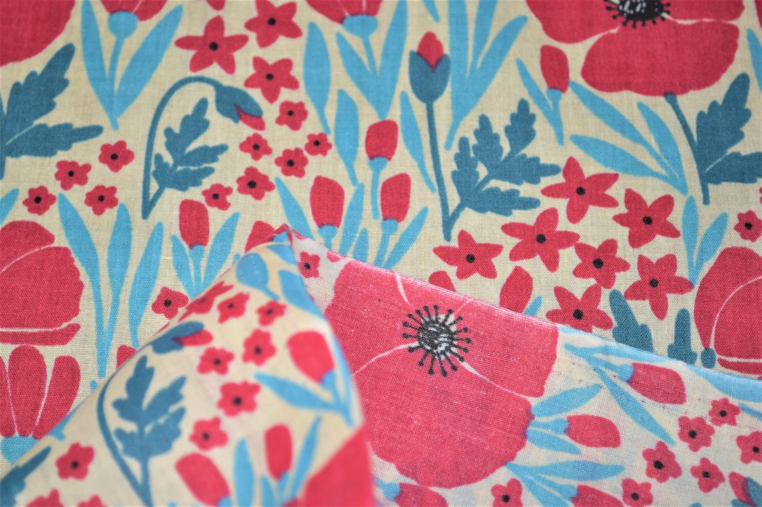 Poppy Design Printed PolyCotton Fabric