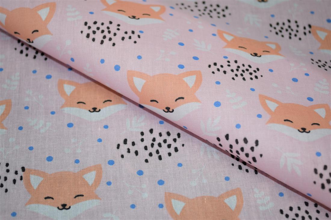 Blushing Foxes Polycotton A Playful Vibrant Printed with an…