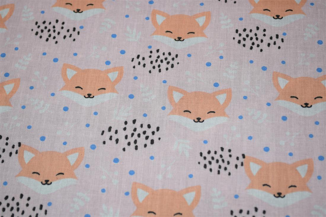 Blushing Foxes Polycotton A Playful Vibrant Printed with an…